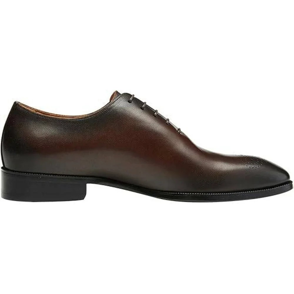 Santimon Men's‎ US 8.5 Brown Leather Lace Up Oxford Formal Lined Formal Shoes